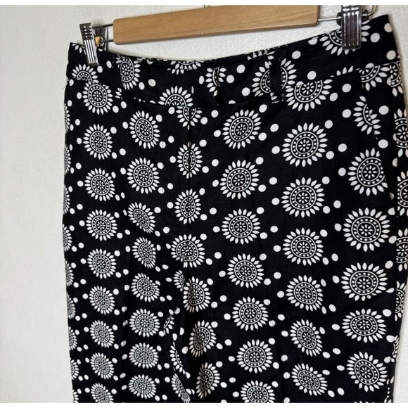 Boden Pants Women's US 6 Thea Linen Blend Black White Sun Flower Tailored Boho - Picture 3 of 10